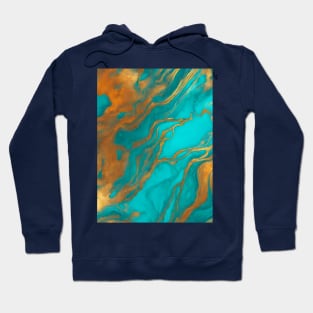 Preppy Boho Chic Bohemian Orange Turquoise Marble Swirls Hoodie